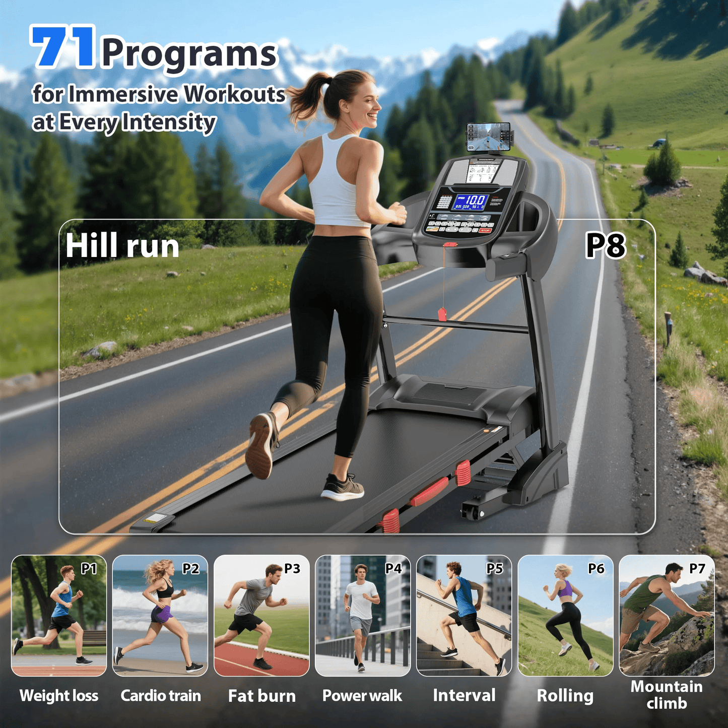 Upgraded! Bundle: Famistar T532 Smart Folding Treadmill with Clip-On Cooling Fan | 5.1HP Brushless Motor, Auto Incline, Bluetooth, Compact Design + 3-Speed Adjustable Airflow Fan Bundle