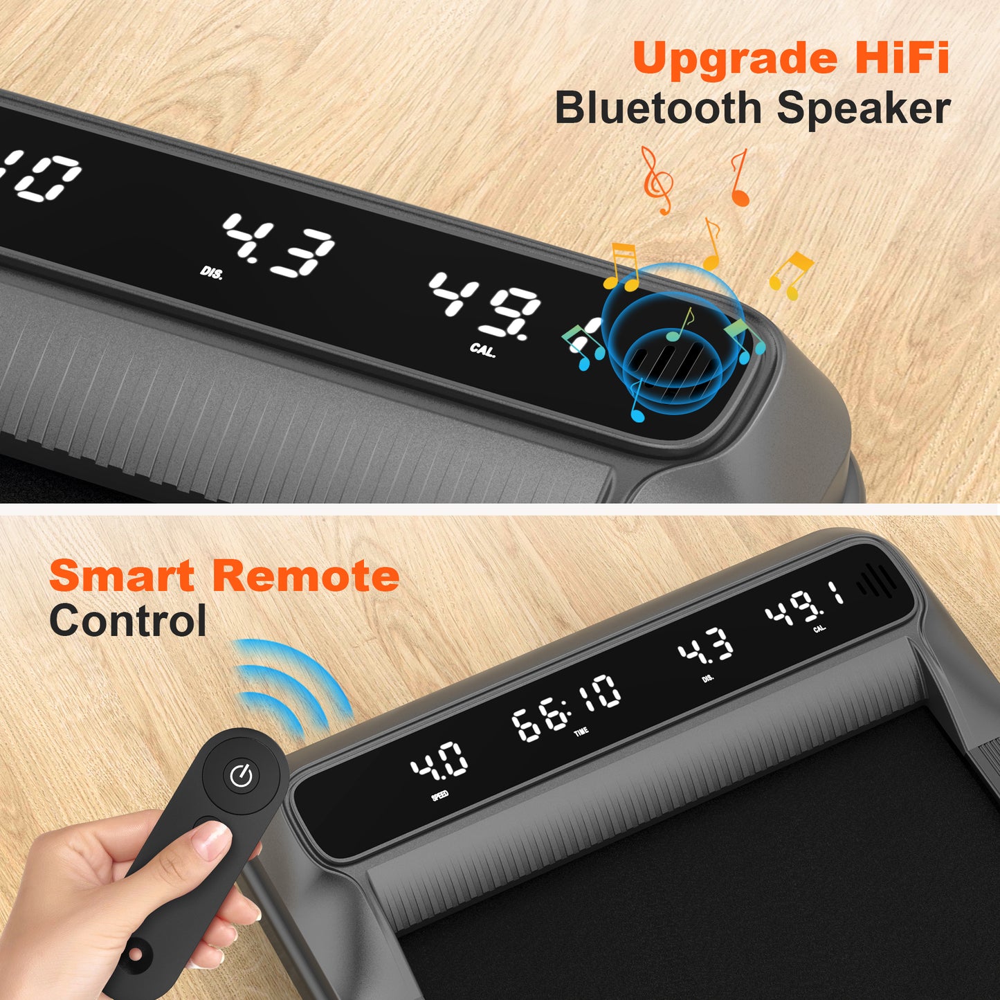 Walking Pad 2 in 1 Under Desk Treadmill, Portable Walking Jogging Machine for Home Office, 2.5HP Quiet Brushless Motor, LCD Display, Remote Control, 265lbs Capacity
