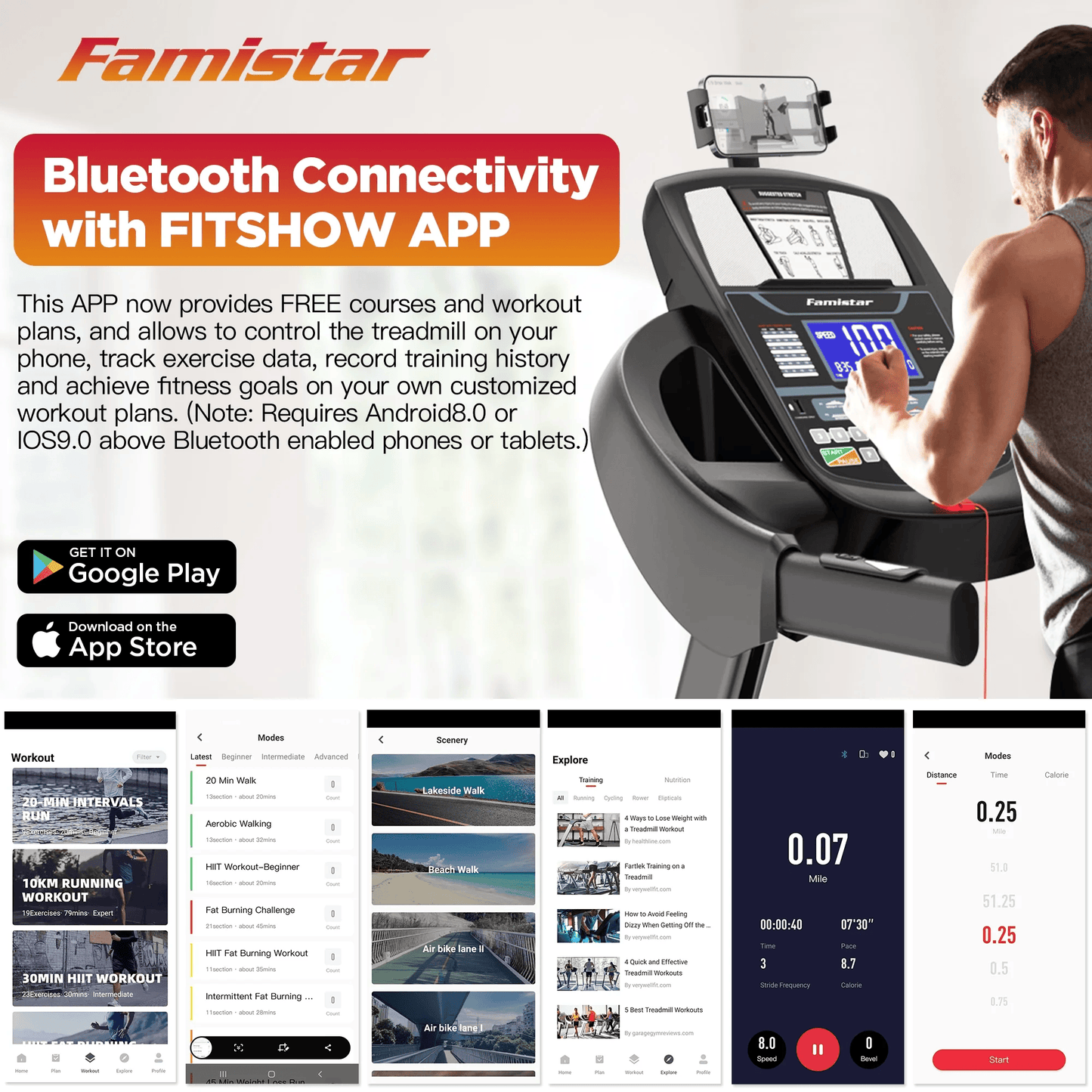 Folding Electric Treadmill for Home Gym – Portable Running & Walking Machine with Adjustable Incline, Smart APP Control, 64 Workout Programs, 300 lb Capacity, Bluetooth Speakers, 7.5MPH Speed
