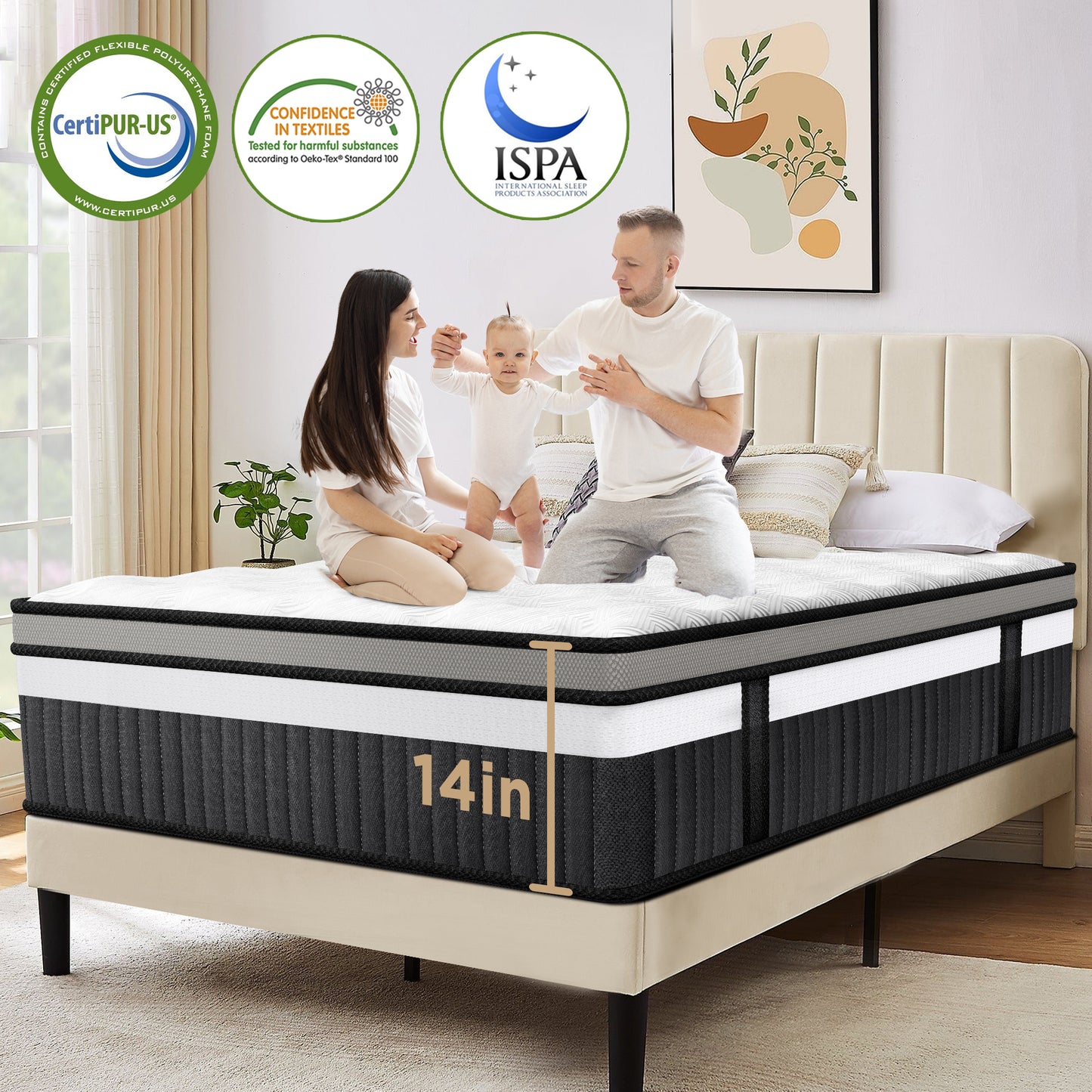 King Mattress, Famistar 14 Inch Memory Foam Mattress King Size, Innerspring Hybrid King Bed Mattress in a Box Medium Firm with Motion Isolation & Strong Support & Pressure Relief, CertiPUR-US