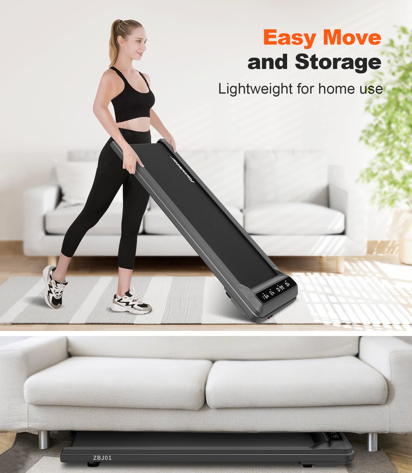Walking Pad 2 in 1 Under Desk Treadmill, Portable Walking Jogging Machine for Home Office, 2.5HP Quiet Brushless Motor, LCD Display, Remote Control, 265lbs Capacity