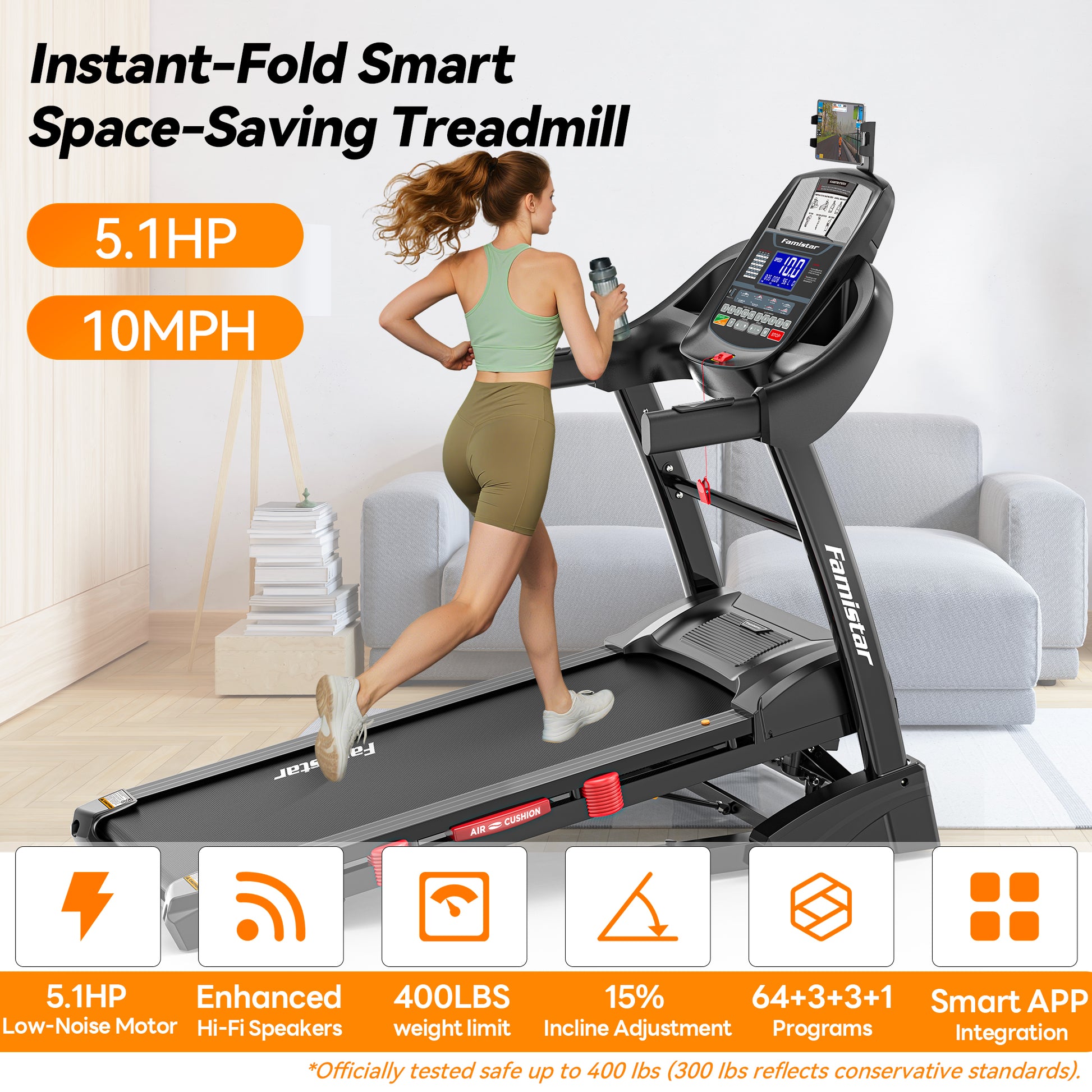 famistar treadmill T532 with auto incline and 300~400 weight capacity