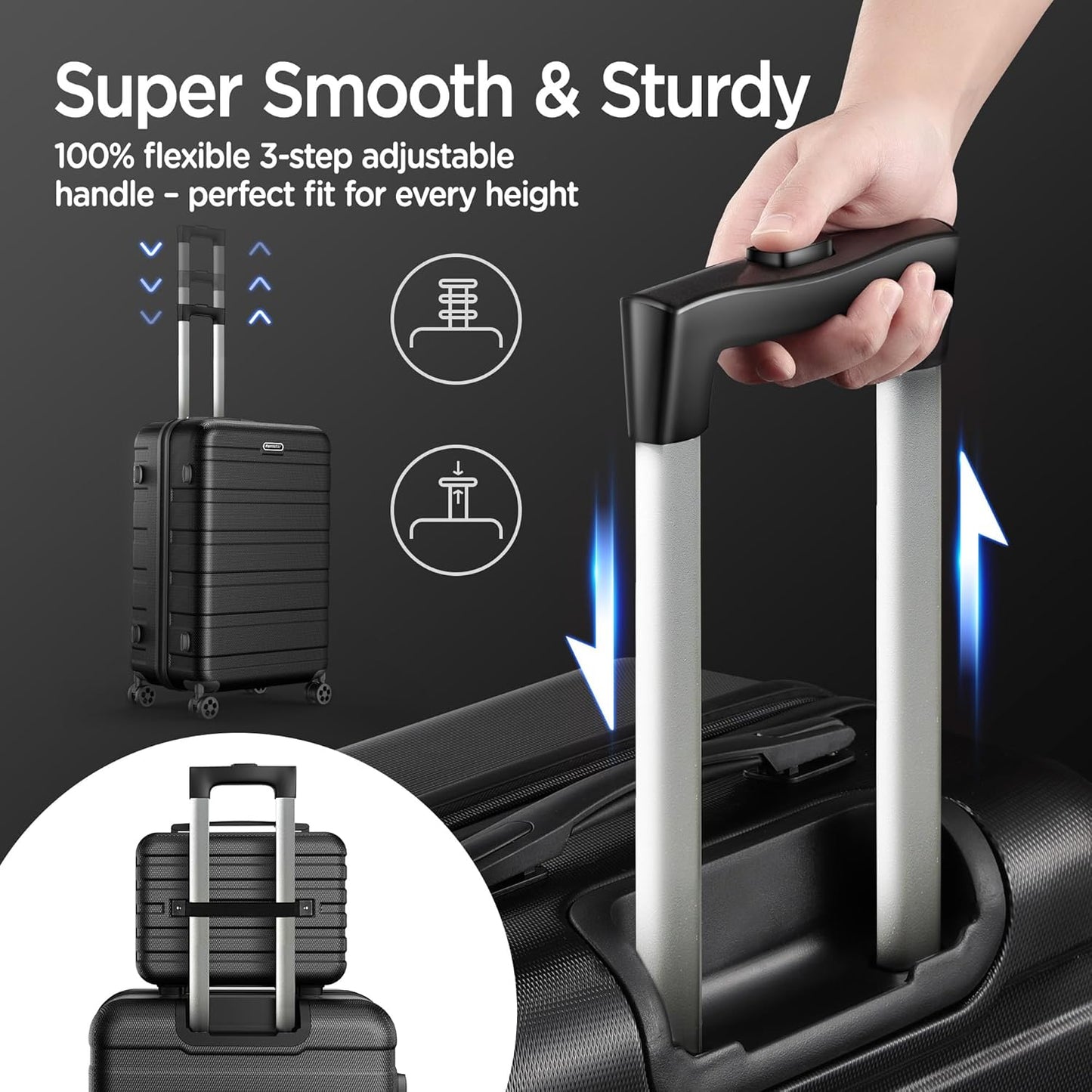 Newly-arrived! $98.99 Time-limited Offer! 11-Piece Luggage Set, Durable ABS Hard Case Suitcase Set with Spinner Wheels, Combination Lock, Lightweight Carry On Suitcase for Travel, Adjustable Handle