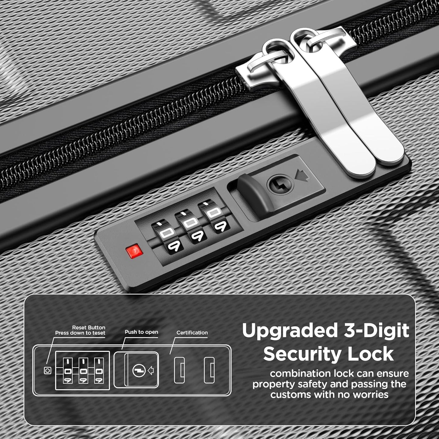 Newly-arrived! $98.99 Time-limited Offer! 11-Piece Luggage Set, Durable ABS Hard Case Suitcase Set with Spinner Wheels, Combination Lock, Lightweight Carry On Suitcase for Travel, Adjustable Handle