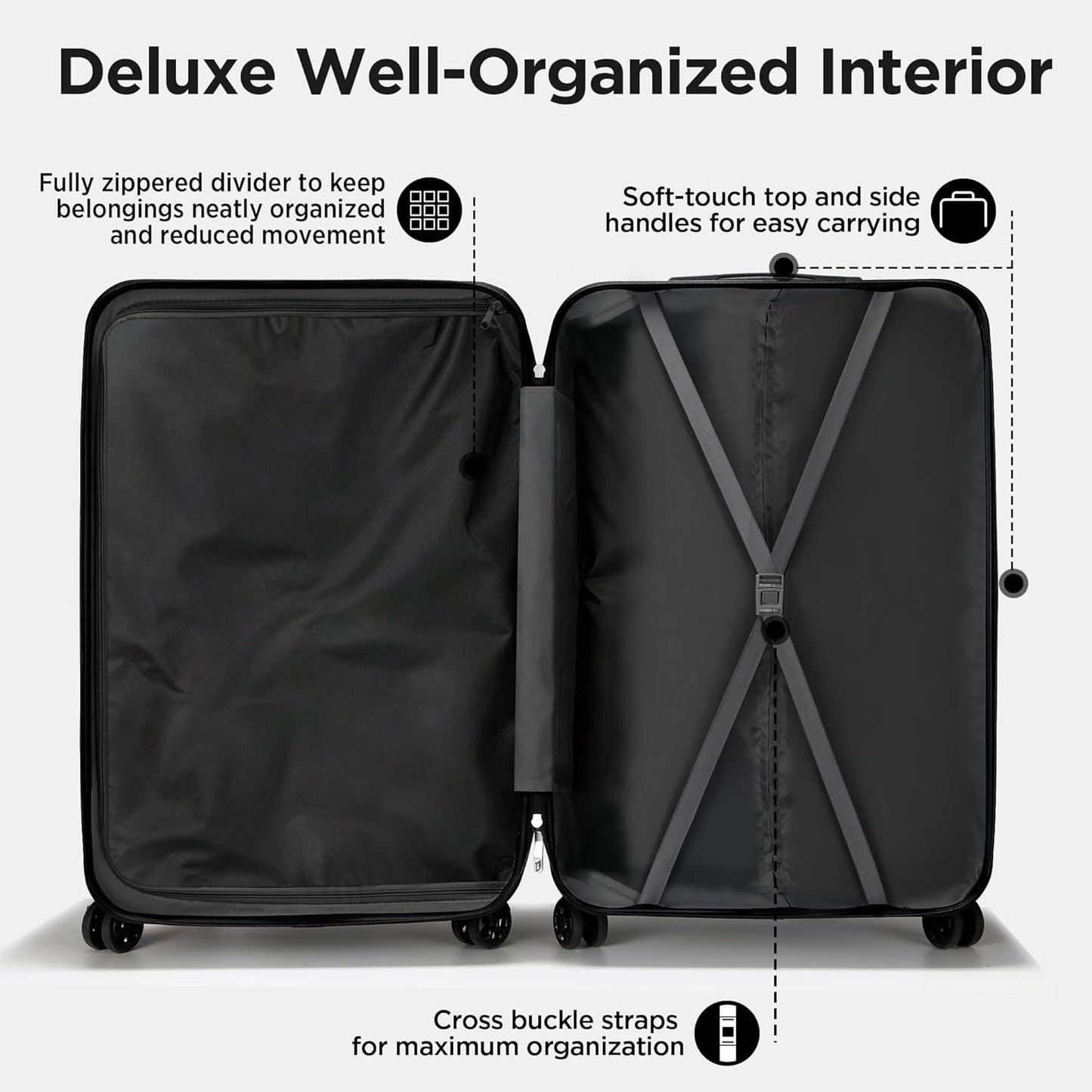 Newly-arrived! $98.99 Time-limited Offer! 11-Piece Luggage Set, Durable ABS Hard Case Suitcase Set with Spinner Wheels, Combination Lock, Lightweight Carry On Suitcase for Travel, Adjustable Handle