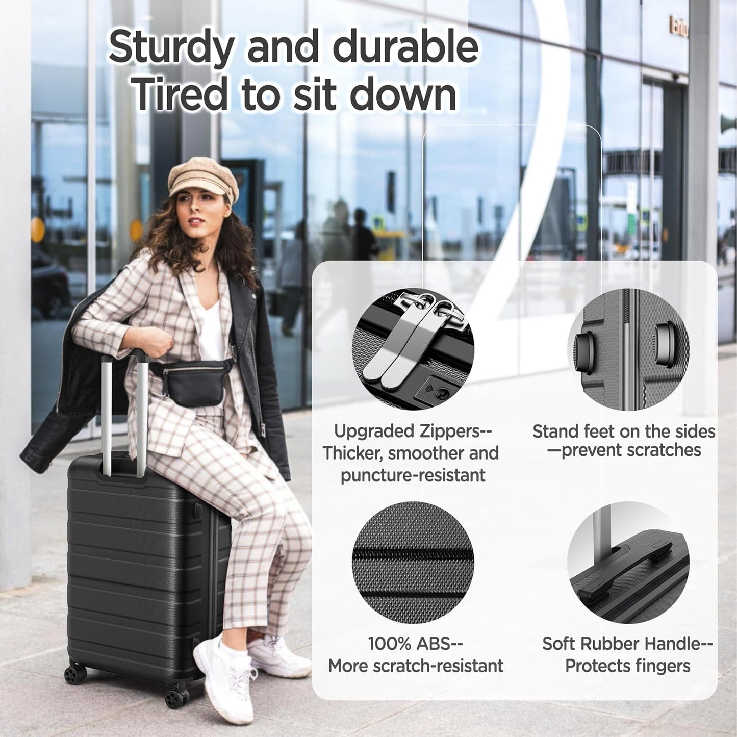 Newly-arrived! $98.99 Time-limited Offer! 11-Piece Luggage Set, Durable ABS Hard Case Suitcase Set with Spinner Wheels, Combination Lock, Lightweight Carry On Suitcase for Travel, Adjustable Handle