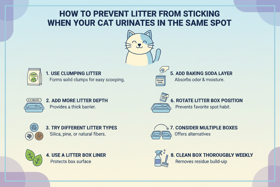How Can I Prevent Litter from Sticking in the Litter Box When My Cat Urinates in the Same Spot?