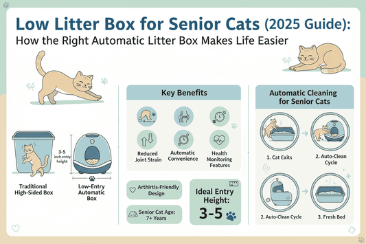 Low Litter Box for Senior Cats(2025 Guide): How the Right Automatic Litter Box Makes Life Easier