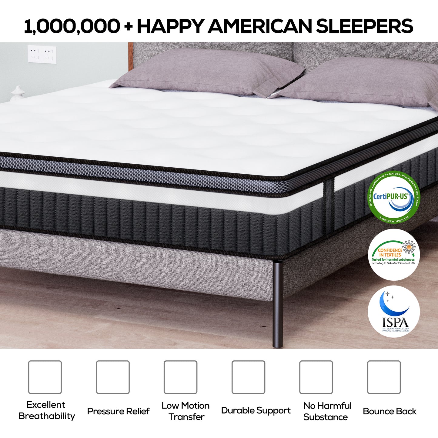 Queen Size Mattress, Famistar 14 Inch Memory Foam Mattress in a Box, Individual Innerspring hybrid Queen Bed Mattress, Medium Firm, CertiPUR-US Certified