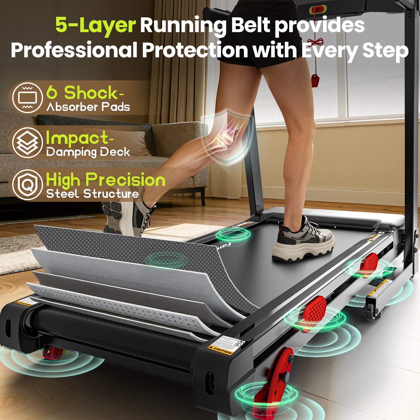 3.65HP 9MPH Treadmill for Home, 330LBS Capacity, Folding Treadmill w/ Incline & 105 Programs, Virtual Run with APP Control, Air damping System, Portable Exercise Equipment for Jogging Walking