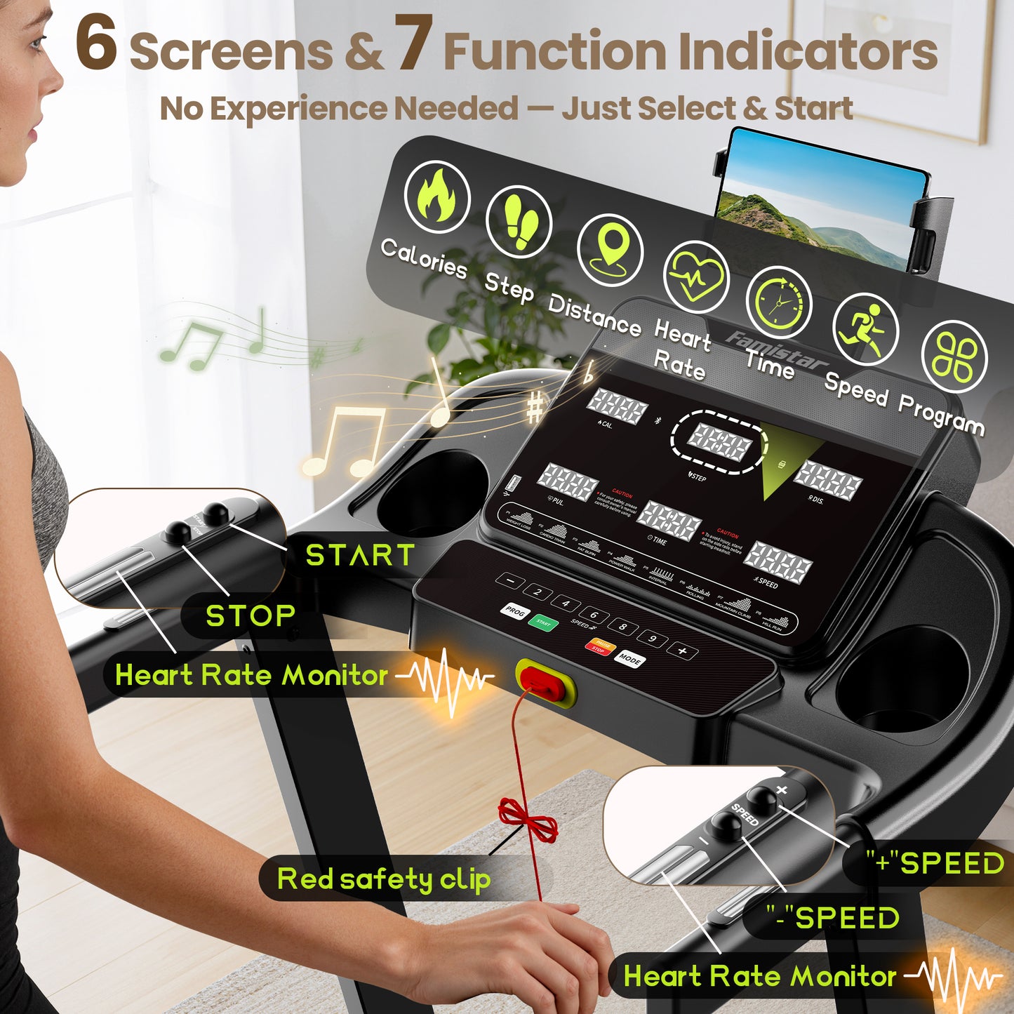 3.65HP 9MPH Treadmill for Home, 330LBS Capacity, Folding Treadmill w/ Incline & 105 Programs, Virtual Run with APP Control, Air damping System, Portable Exercise Equipment for Jogging Walking