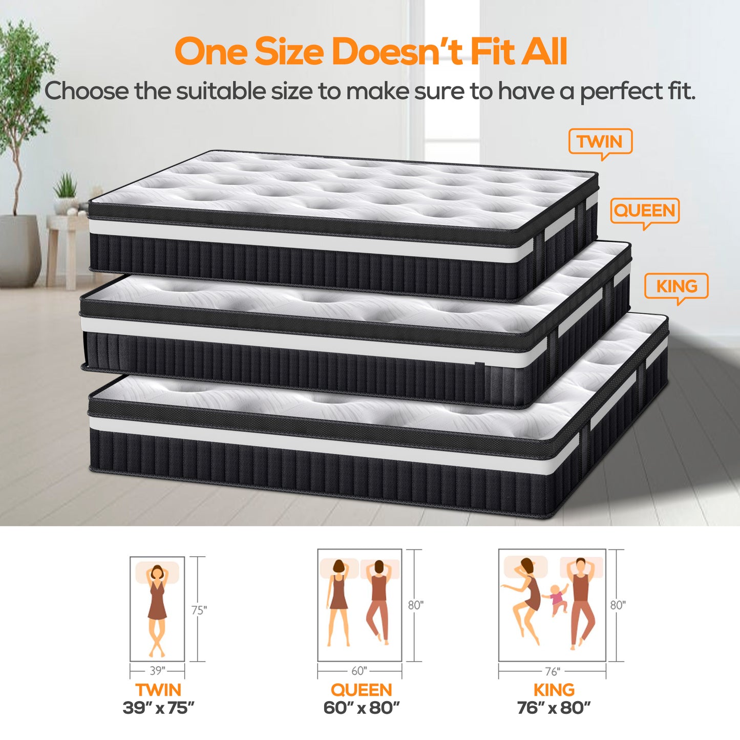 Queen Size Mattress, Famistar 14 Inch Memory Foam Mattress in a Box, Individual Innerspring hybrid Queen Bed Mattress, Medium Firm, CertiPUR-US Certified