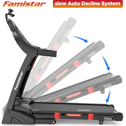 Famistar 4.9HP Folding Treadmill – 15 Auto Incline, 300LB Capacity