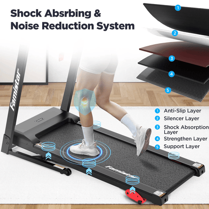 Smart Folding Treadmill for Home – Famistar Portable Electric Running Machine with Adjustable Incline, Bluetooth Speakers, 300 lbs Capacity, Up to 7.5 MPH for Walking, Jogging & Running