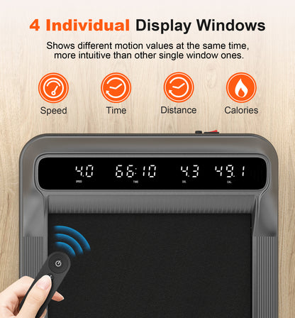 Walking Pad 2-in-1 Under Desk Treadmill, Portable Walking Treadmill Walking Jogging Machine for Home Office, 5-Layer Running Belt, Quiet Brushless Motor, LCD Display, Remote Control