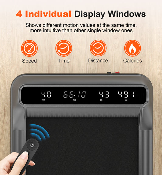 Walking Pad 2 in 1 Under Desk Treadmill, Portable Walking Jogging Machine for Home Office, 2.5HP Quiet Brushless Motor, LCD Display, Remote Control, 265lbs Capacity