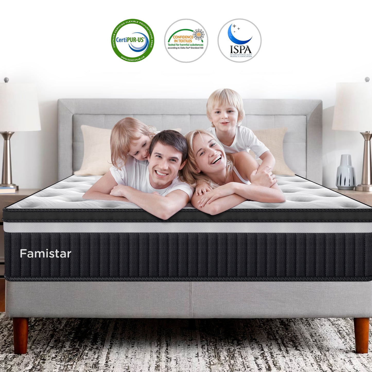 Queen Size Mattress, Famistar 14 Inch Memory Foam Mattress in a Box, Individual Innerspring hybrid Queen Bed Mattress, Medium Firm, CertiPUR-US Certified