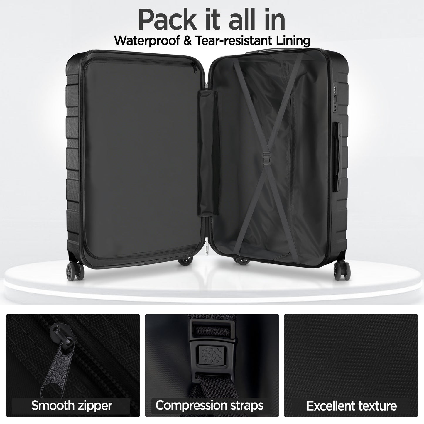 11 Piece Set Suitcase Spinner Hardshell Lightweight TSA Lock