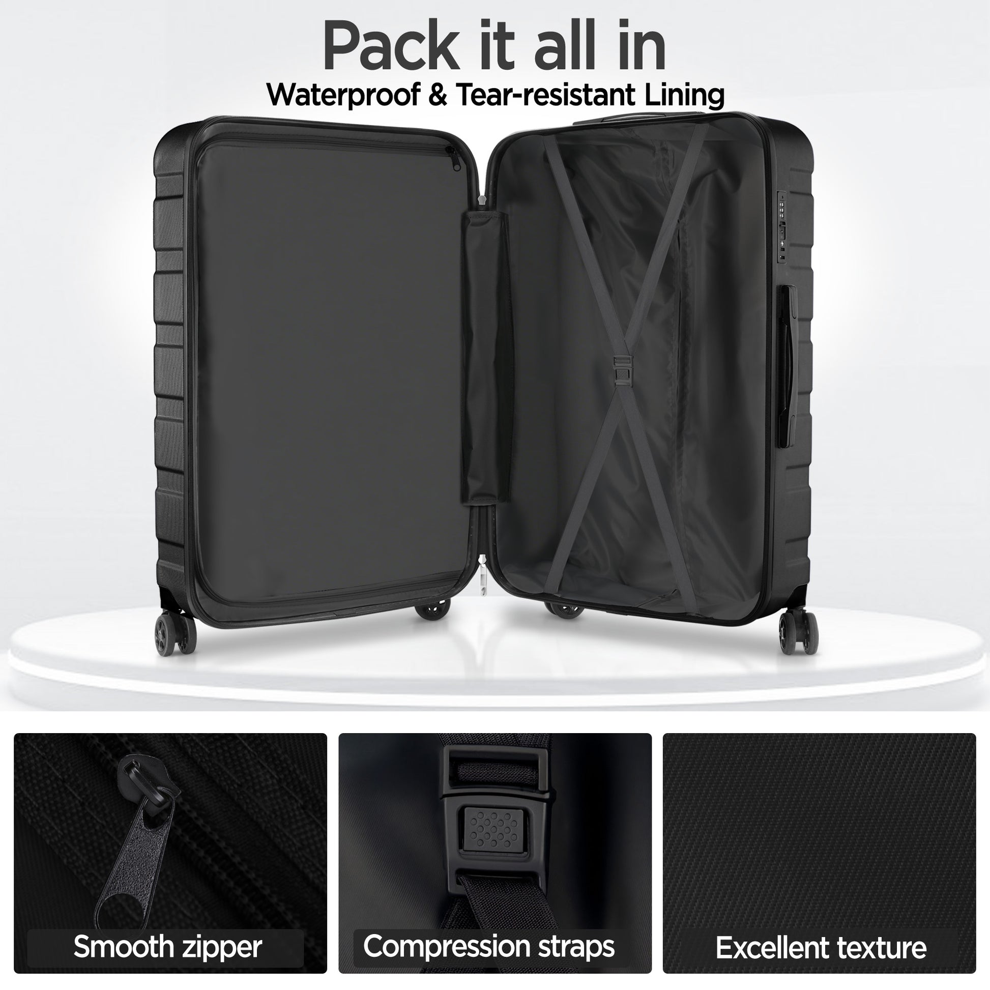 11 Piece Set Suitcase Spinner Hardshell Lightweight TSA Lock