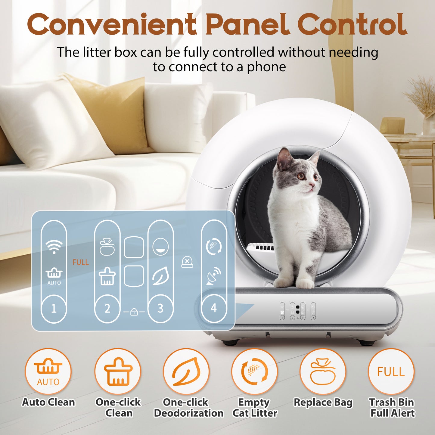 Self Cleaning Cat Litter Box, Automatic Cat Litter Box with APP Control and Odor Removal Robot with Liner, 2.4G Wifi App Control, Sensor Safety Protection for Multi Cats