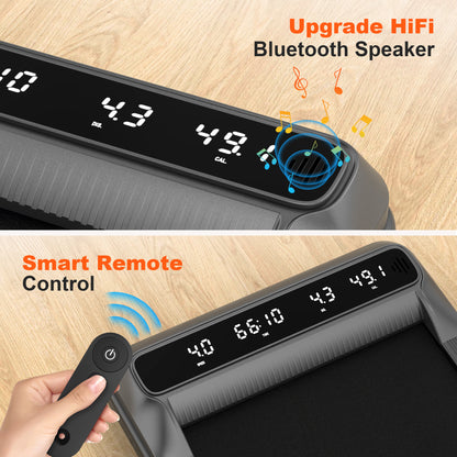 Walking Pad 2-in-1 Under Desk Treadmill, Portable Walking Treadmill Walking Jogging Machine for Home Office, 5-Layer Running Belt, Quiet Brushless Motor, LCD Display, Remote Control