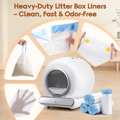 Extra Large Replacement Waste Bags for Famistar Self-Cleaning Cat Litter Box (For 65+9L Large Version Only), Disposable drawstring trash bag – Leakproof Extra Supply Liners for Automatic Kitty Boxes