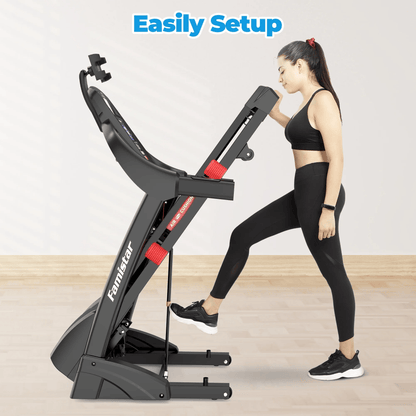 Folding Electric Treadmill for Home Gym – Portable Running Treadmills for Running & Walking Machine with Adjustable Incline, Smart APP Control, 64 Workout Programs, 300 lb Capacity, Bluetooth Speakers, 7.5MPH Speed