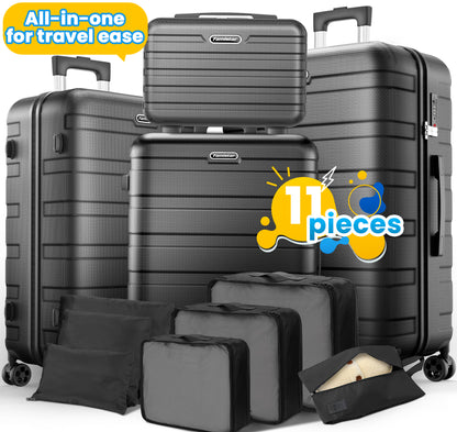 11-piece expandable spinner luggage set for travel - year-end deals