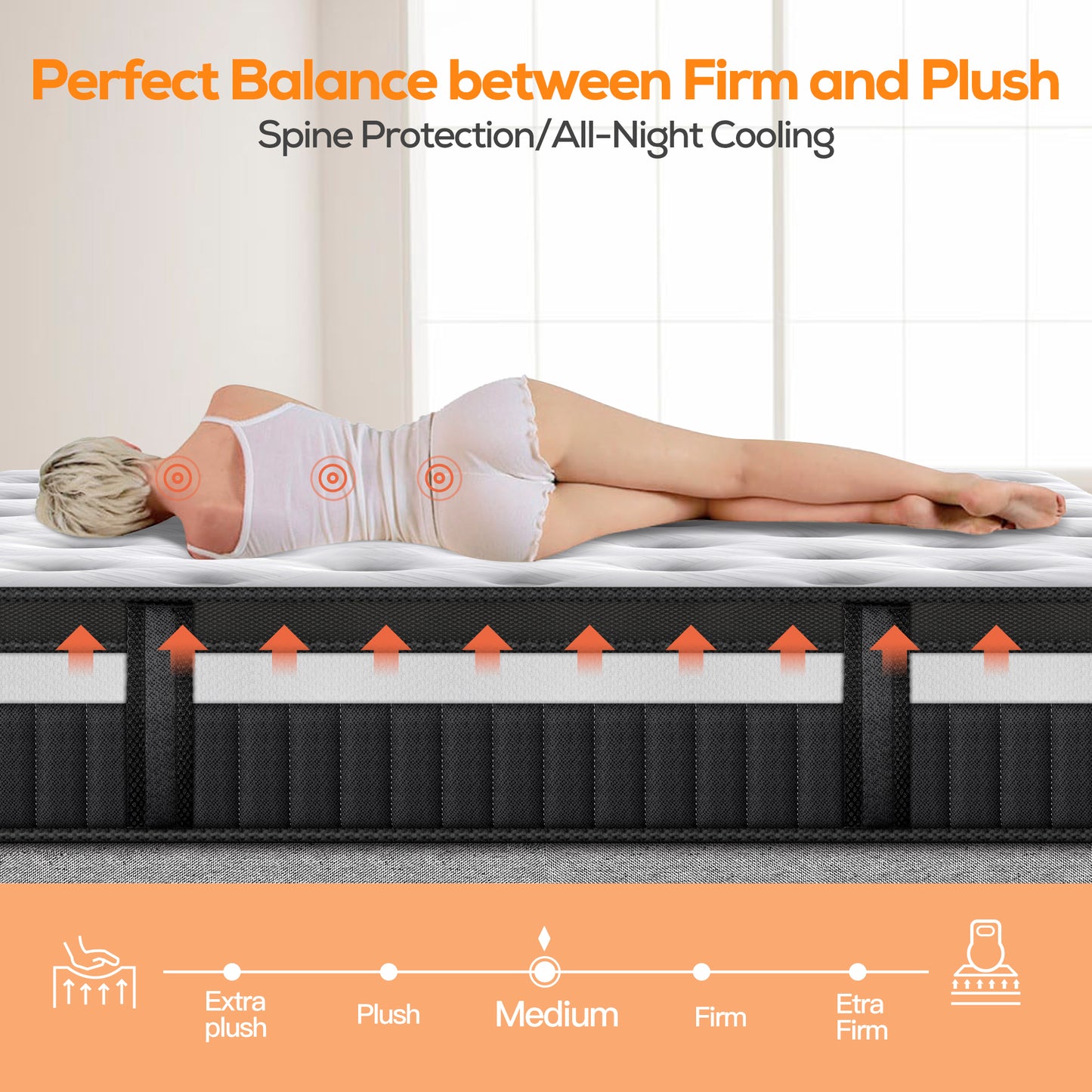 Queen Size Mattress, Famistar 14 Inch Memory Foam Mattress in a Box, Individual Innerspring hybrid Queen Bed Mattress, Medium Firm, CertiPUR-US Certified