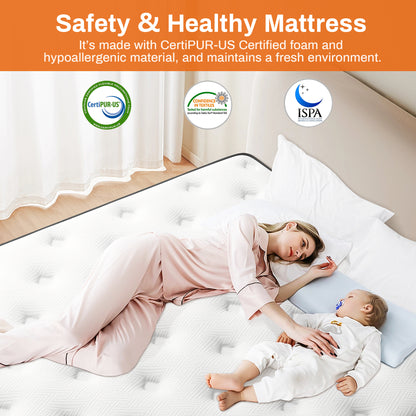 Famistar 14 inch King Hybrid Mattress – Memory Foam & Spring, Medium Firm with Strong Support & Pressure Relief, CertiPUR-US