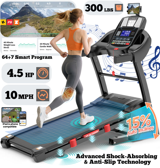 Famistar Treadmill T532 with Brushless Power! | Smart Folding Treadmill for Home & Office – Multiple-Level Auto Incline, Touchscreen, Bluetooth & Compact Design | For Premium Fitness