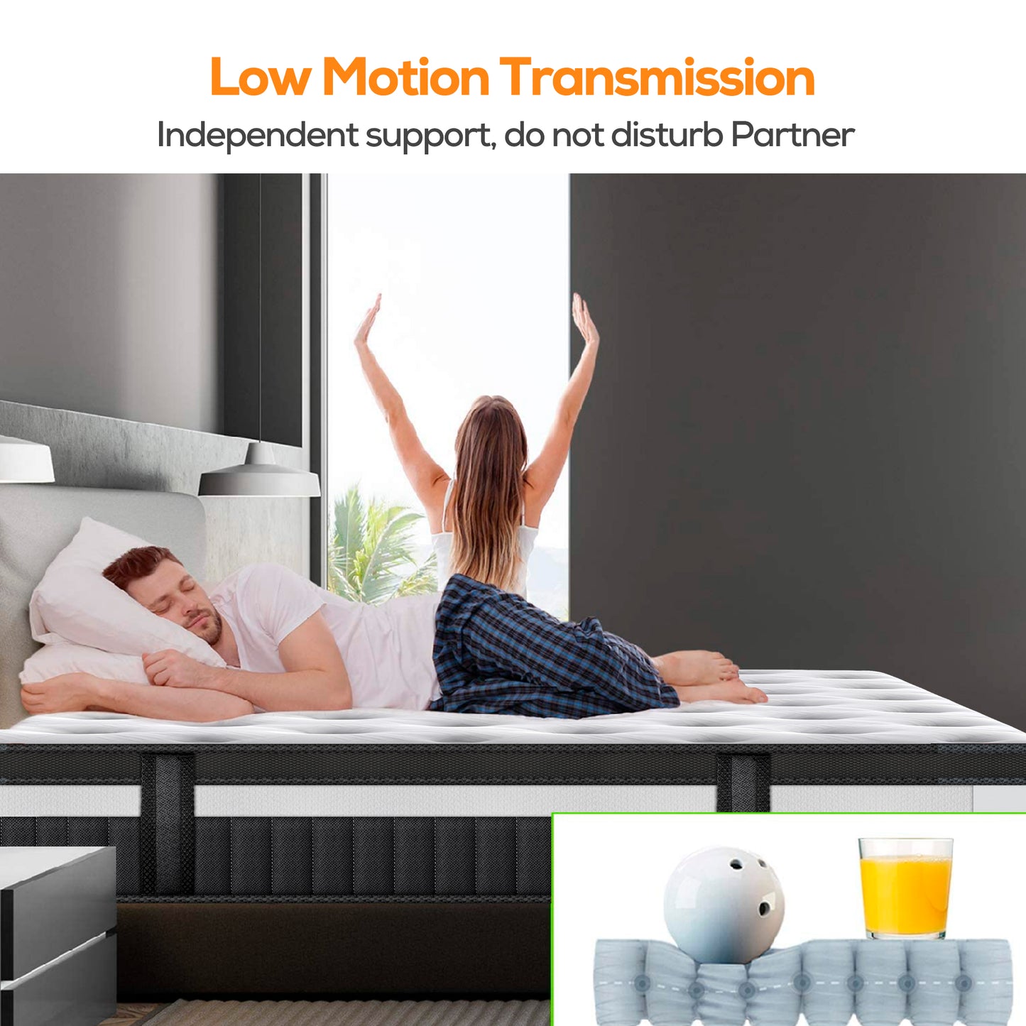 Queen Size Mattress, Famistar 14 Inch Memory Foam Mattress in a Box, Individual Innerspring hybrid Queen Bed Mattress, Medium Firm, CertiPUR-US Certified