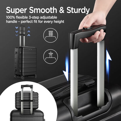 Premium travel luggage set with matching 28", 24", 20" suitcases - Black Friday deals 2025