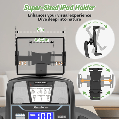 Famistar 5.0HP Smart Folding Treadmill for Home – 15% Auto Incline, 10MPH Speed, Bluetooth Speakers, 300 lbs Capacity, Compact Electric Running Machine with Knee Strap Gift