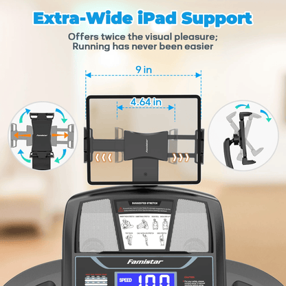 Famistar 4.9HP Folding Treadmill with 15 Auto Incline – Heavy Duty Running Machine for Home Use (300 LB Capacity)