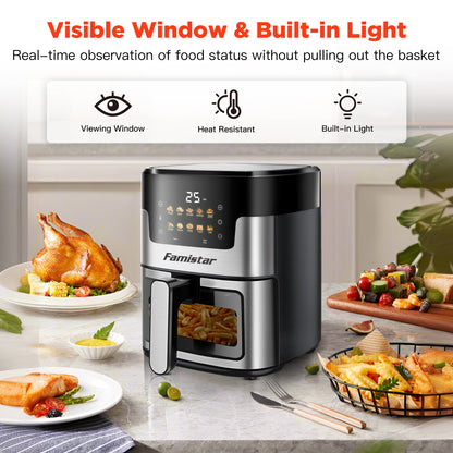 Famistar 10-in-1 Air Fryer Oven — Extra Large 7.5QT Capacity, LED Touch, Easy Clean Nonstick Basket