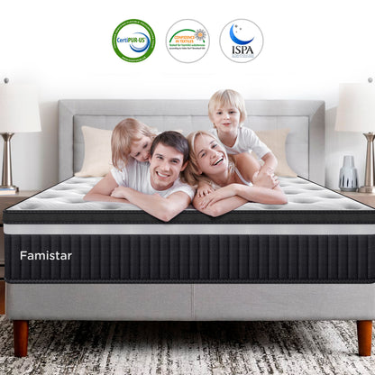 Famistar 14-Inch Queen Mattress in a Box – Hybrid Comfort with Pressure Relief & Motion Isolation