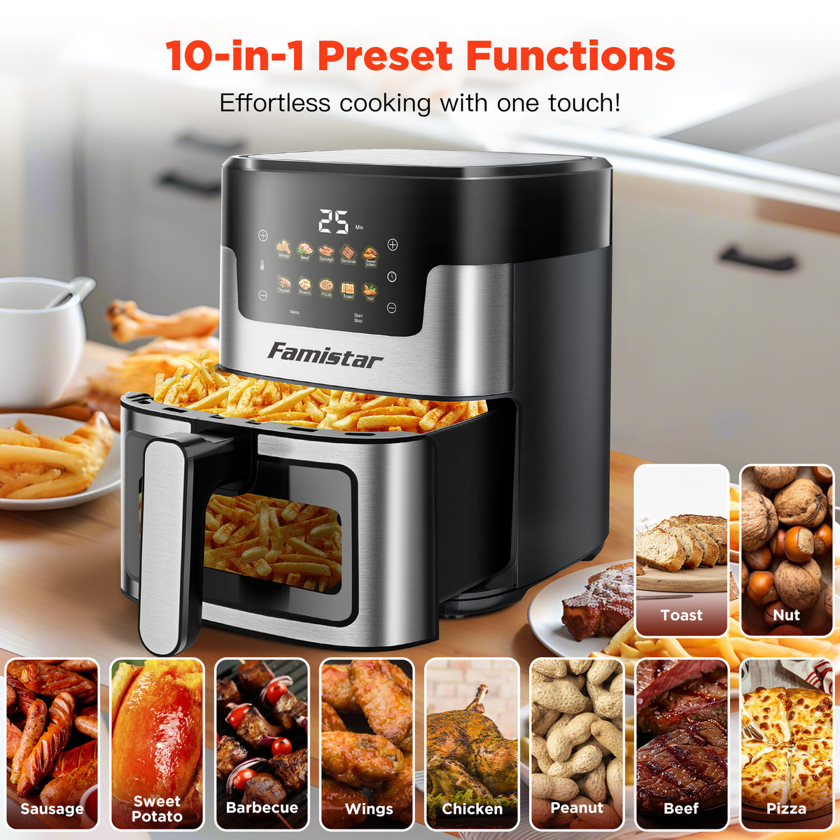 7.5QT Digital Air Fryer Oven | 10-in-1 Touchscreen Air Fryer for ...