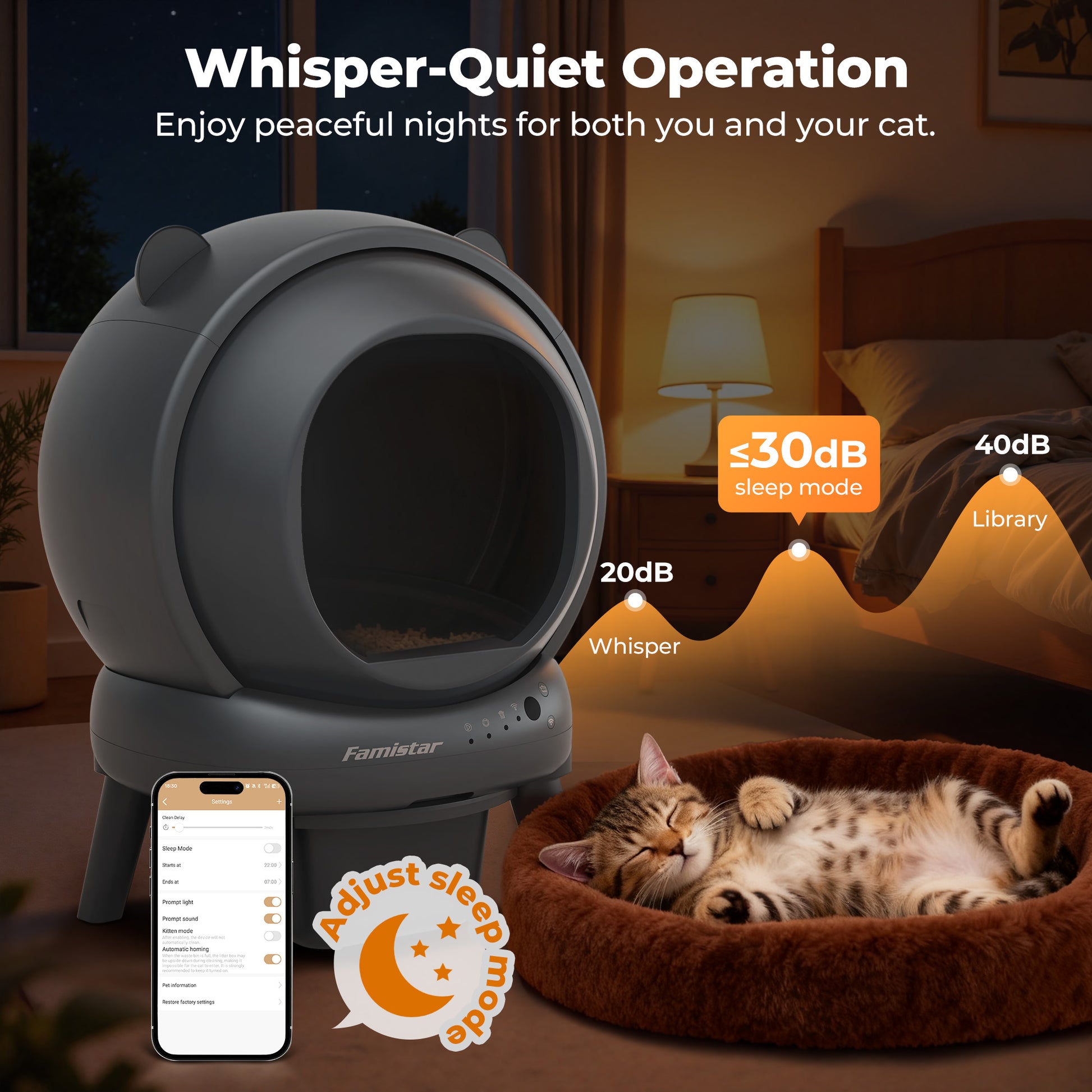 Famistar App-Connected Smart Cat Litter Box – Large 100 L+15 L Capacity, Self-Cleaning | famistar.net