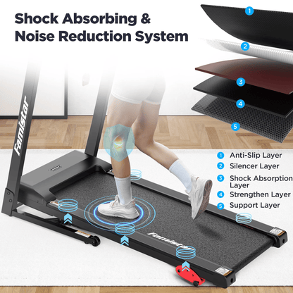 Famistar Foldable Treadmill 300LB Capacity — Smart APP Control, Adjustable Incline & 64 Training Modes