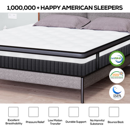 Famistar Hybrid Queen Mattress – 14 Inch, Cooling Memory Foam + Pocket Springs for Back Support