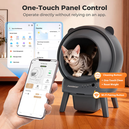 Famistar Smart Litter Box Bundle – Large 115L Capacity, Automatic Self-Clean, Mat + 2 Roll Liners Included | Famistar Official Website famistar.net