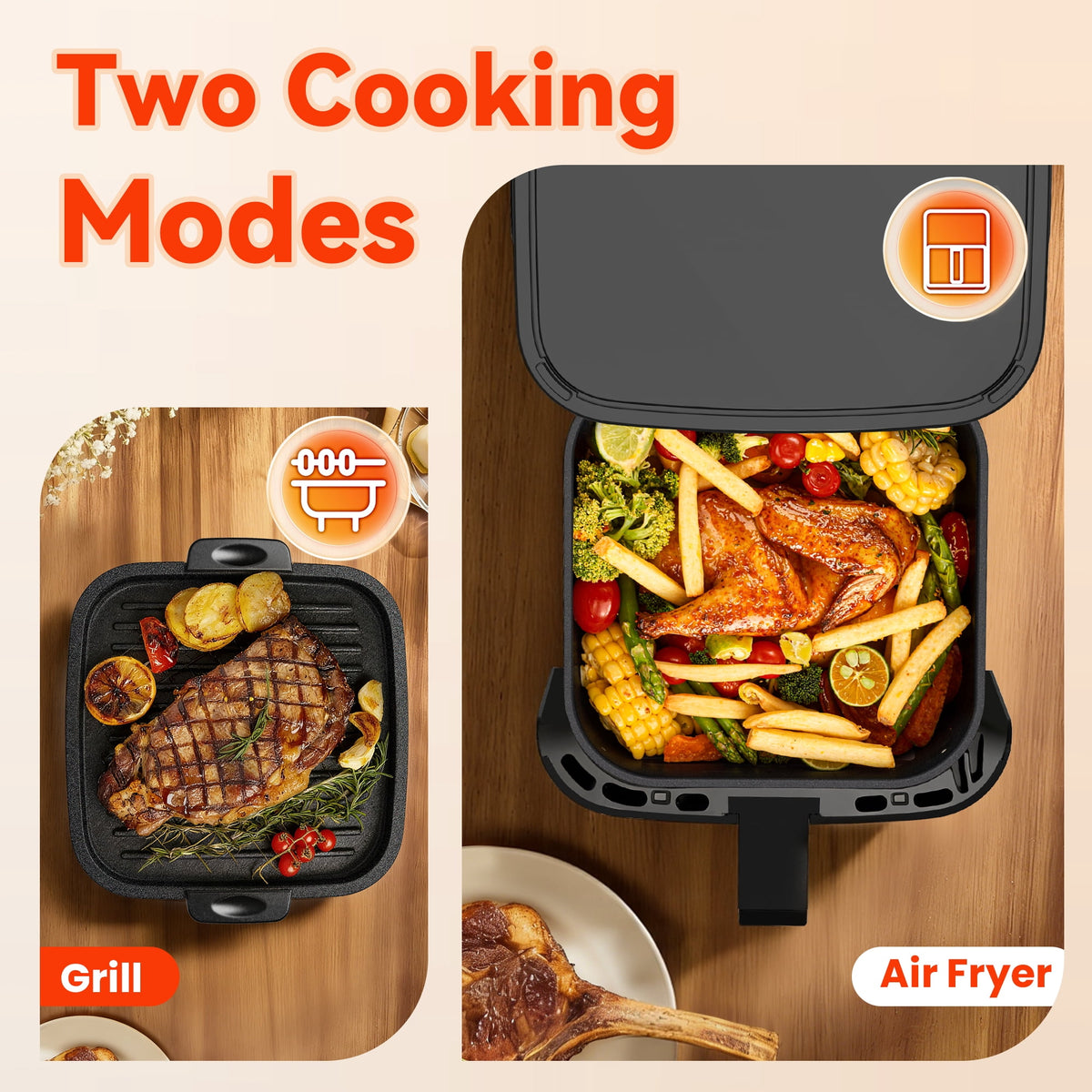 Famistar Air Fryer Oven With Grill,8-in-1 7.5Qt Multifunction Air Fryer, Digital LED Touch Screen,Nonstick Dishwasher-Safe Basket,95% Less Oil,100Pcs Liner