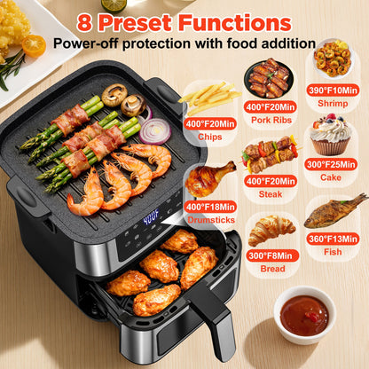 Famistar Air Fryer Oven With Grill,8-in-1 7.5Qt Multifunction Air Fryer, Digital LED Touch Screen,Nonstick Dishwasher-Safe Basket,95% Less Oil,100Pcs Liner