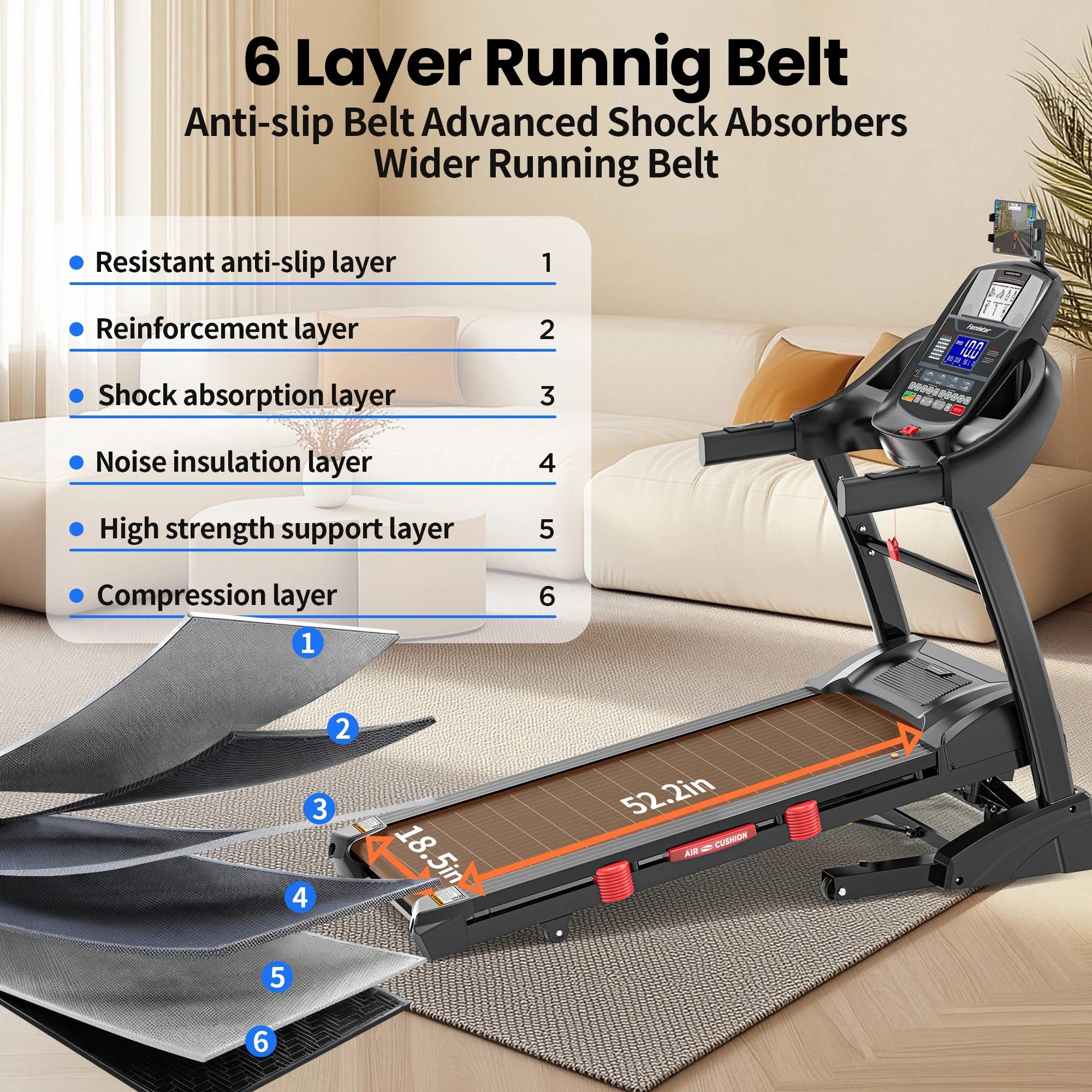 ヘルスポート　GIMLE family4＋ Folding Electric Smart Treadmill– 5.1 HP Brushless Motor, 15