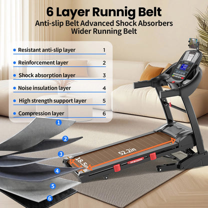 5.1HP Foldable Treadmill for Home w/ 15% Auto Incline, 400lbs Capacity, 10MPH & 64+7 Programs