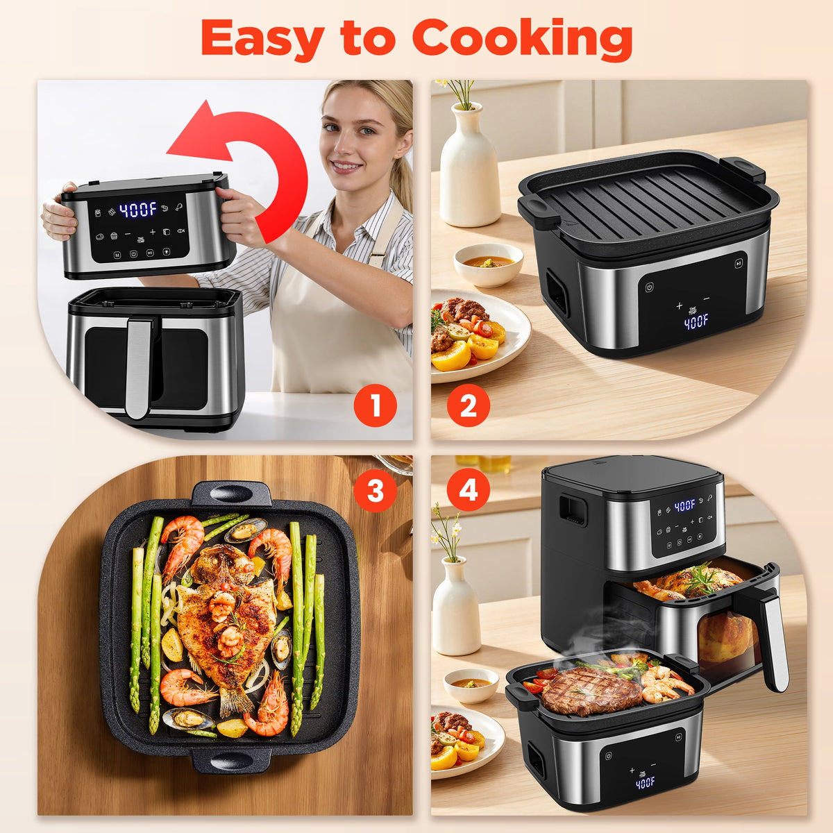 Famistar Air Fryer Oven With Grill,8-in-1 7.5Qt Multifunction Air Fryer, Digital LED Touch Screen,Nonstick Dishwasher-Safe Basket,95% Less Oil,100Pcs Liner