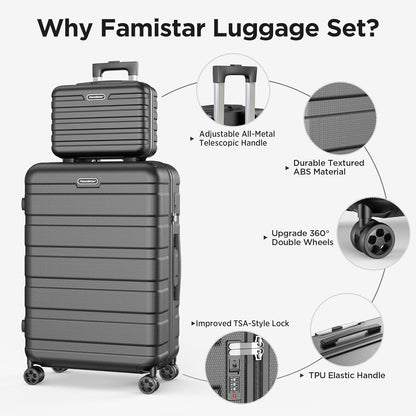 Newly-arrived! $98.99 Time-limited Offer! 11-Piece Luggage Set, Durable ABS Hard Case Suitcase Set with Spinner Wheels, Combination Lock, Lightweight Carry On Suitcase for Travel, Adjustable Handle