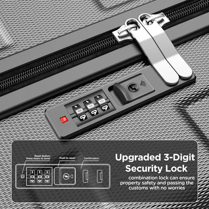 11 Piece Set Suitcase Spinner Hardshell Lightweight TSA Lock