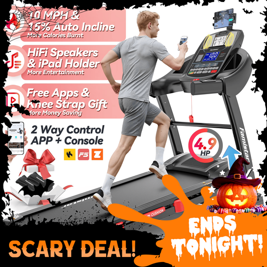 2025 Black Friday Deal: Famistar 4.9 HP folding treadmill with 300 lb capacity – Halloween Sale special, heavy-duty home gym running machine with Free Shipping